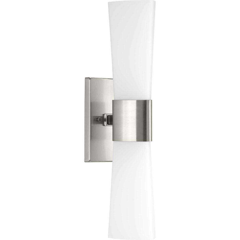 Progress Lighting-P300062-009-Zura - 2 Light - Triangular Shade in Modern style - 4.5 Inches wide by 21 Inches high Brushed Nickel  Black Finish with Etched Opal Glass