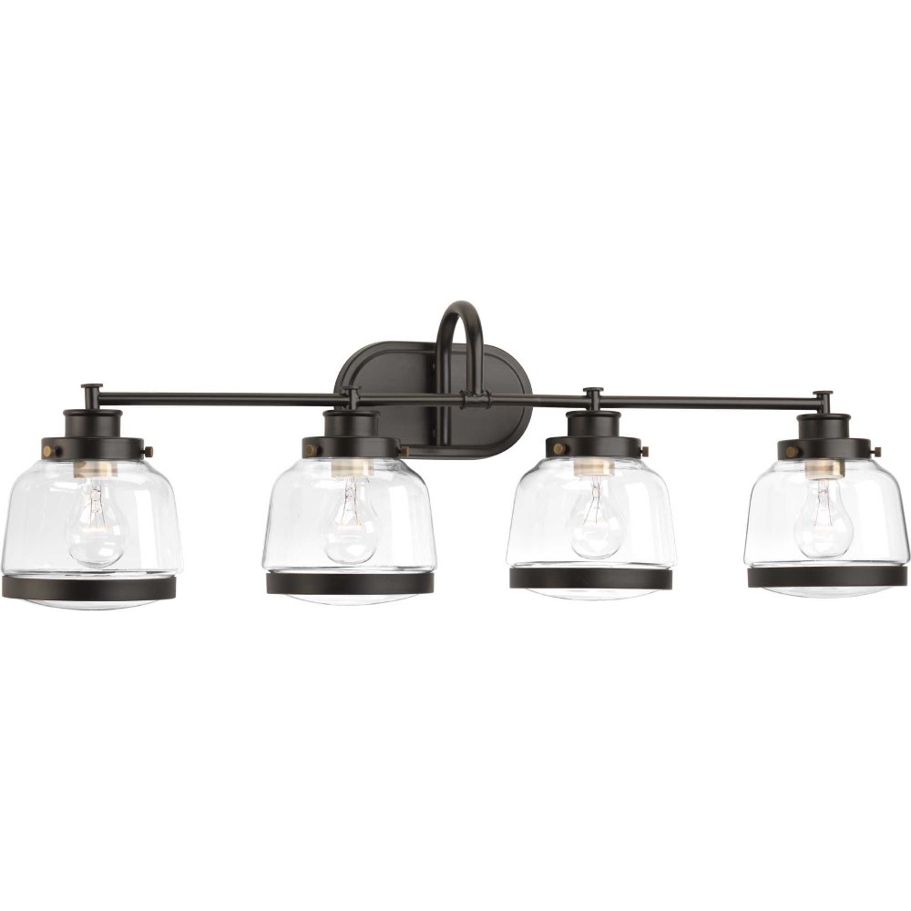 Progress Lighting-P300083-020-Judson - 4 Light in Farmhouse style - 35.75 Inches wide by 11.25 Inches high Antique Bronze  Polished Nickel Finish with Clear Glass