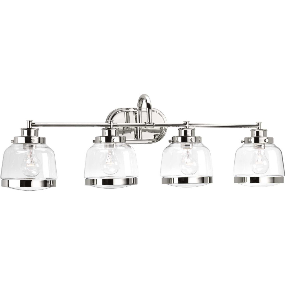 Progress Lighting-P300083-104-Judson - 4 Light in Farmhouse style - 35.75 Inches wide by 11.25 Inches high Polished Nickel  Polished Nickel Finish with Clear Glass