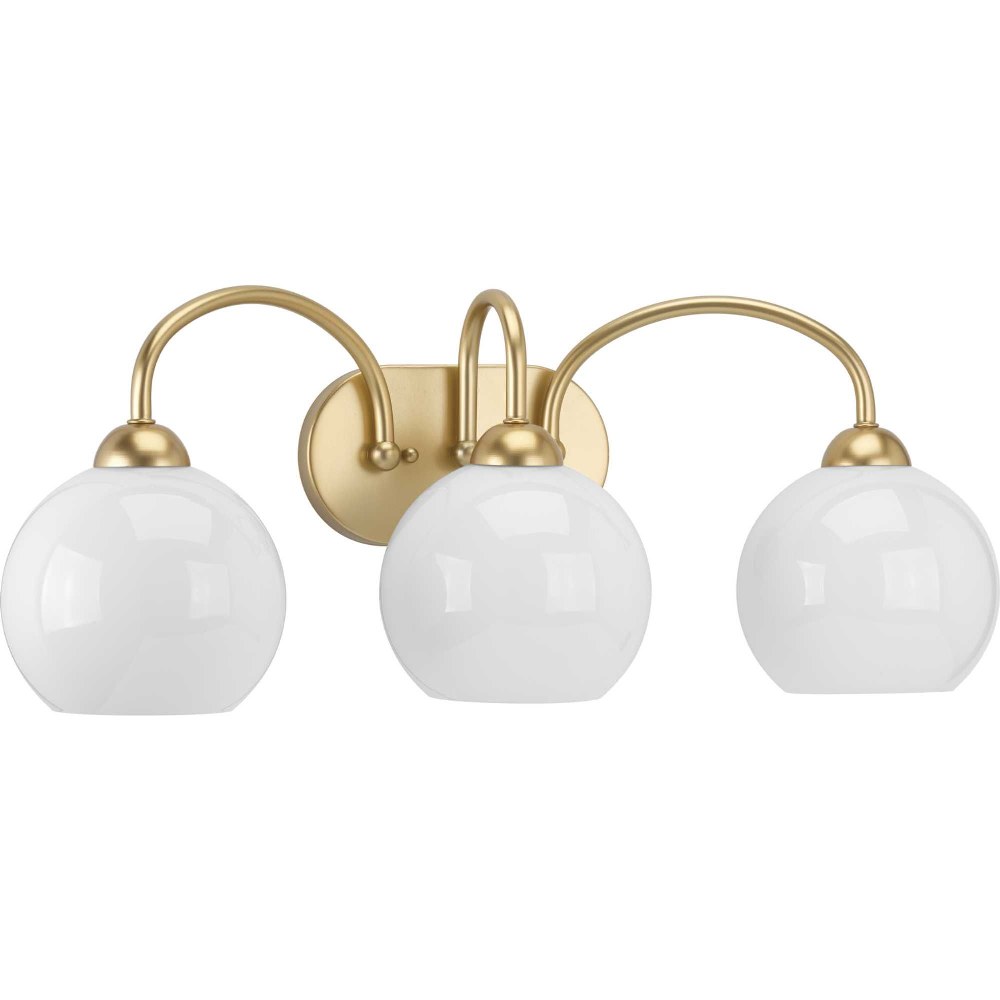 Progress Lighting-P300086-078-Carisa - 3 Light in Mid-Century Modern style - 25 Inches wide by 10 Inches high Vintage Gold  Vintage Gold Finish with Opal Glass