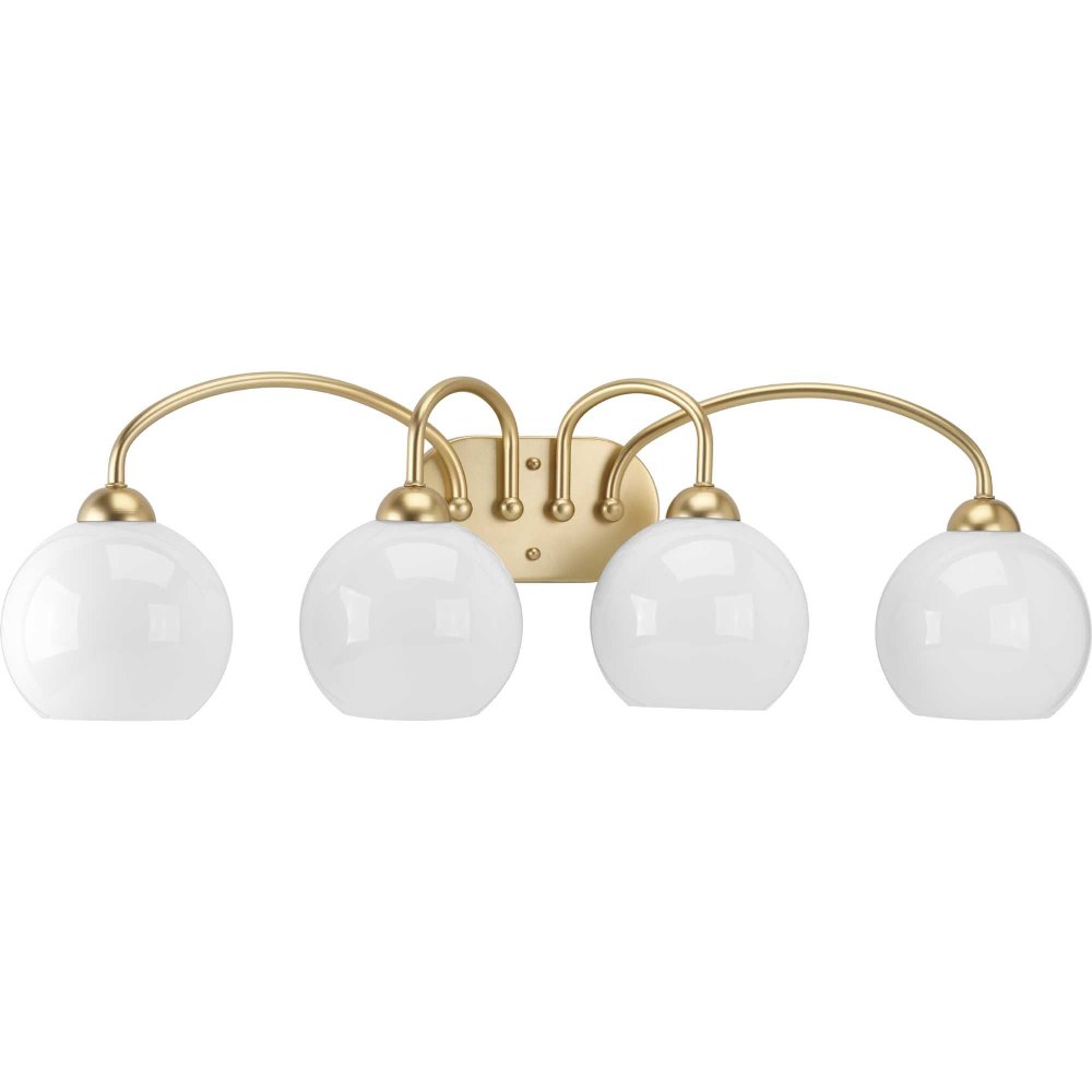 Progress Lighting-P300087-078-Carisa - 4 Light in Mid-Century Modern style - 32.75 Inches wide by 10 Inches high Vintage Gold  Vintage Gold Finish with Opal Glass