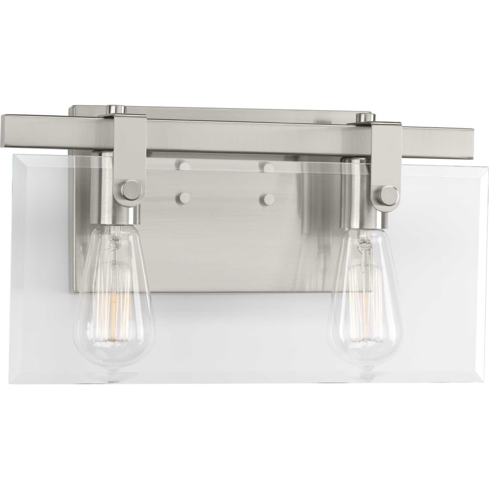 Progress Lighting-P300106-009-Glayse - 2 Light - Beveled Shade in Luxe and Modern style - 14.88 Inches wide by 8.38 Inches high Brushed Nickel  Antique Bronze Finish with Clear Glass