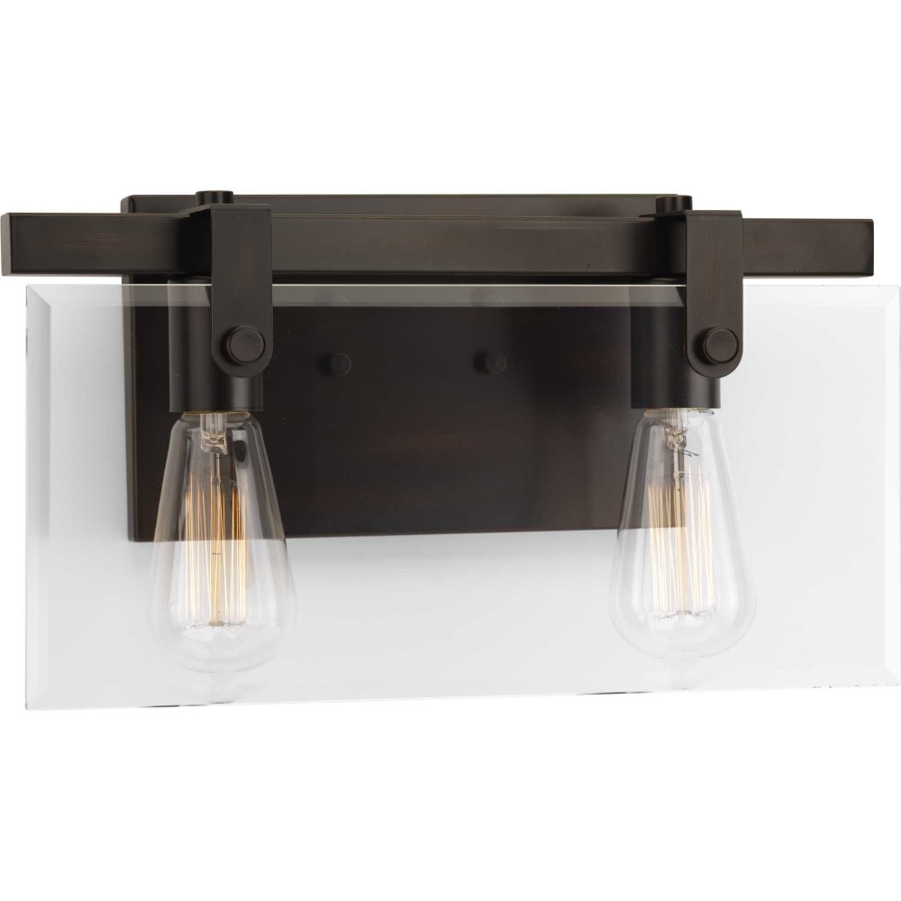 Progress Lighting-P300106-020-Glayse - 2 Light - Beveled Shade in Luxe and Modern style - 14.88 Inches wide by 8.38 Inches high Antique Bronze  Antique Bronze Finish with Clear Glass