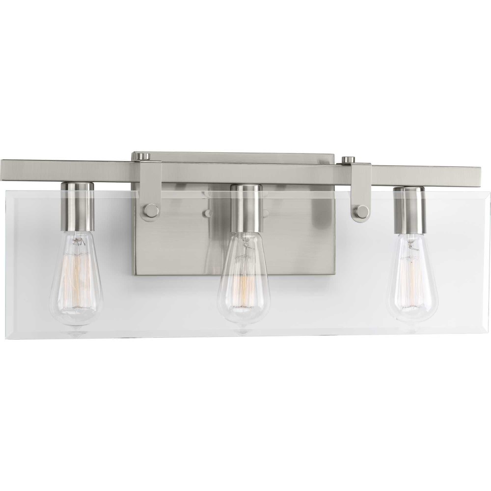 Progress Lighting-P300107-009-Glayse - 3 Light - Beveled Shade in Luxe and Modern style - 22.75 Inches wide by 8.38 Inches high Brushed Nickel  Antique Bronze Finish with Clear Glass