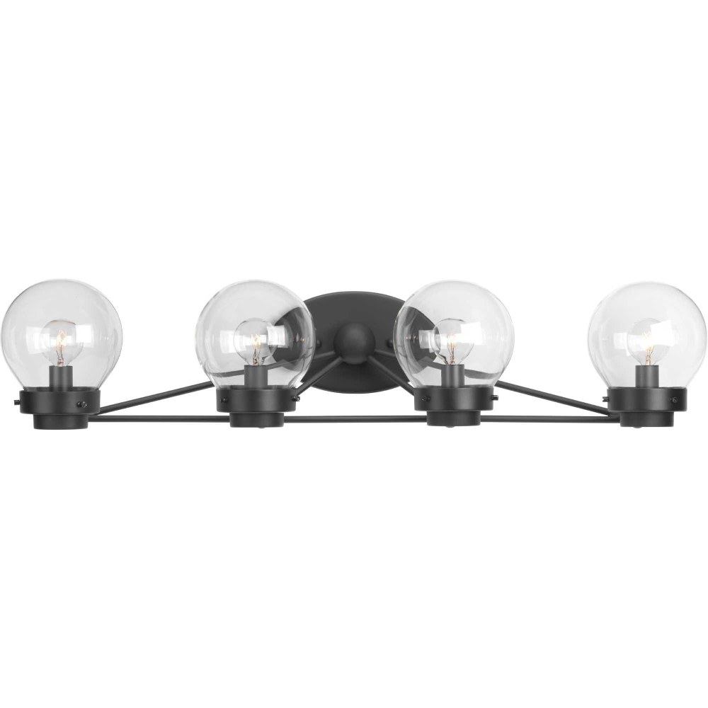 Progress Lighting-P300115-031-Spatial - 4 Light - Globe Shade in Bohemian and Modern style - 31.13 Inches wide by 6.5 Inches high   Black Finish with Clear Glass