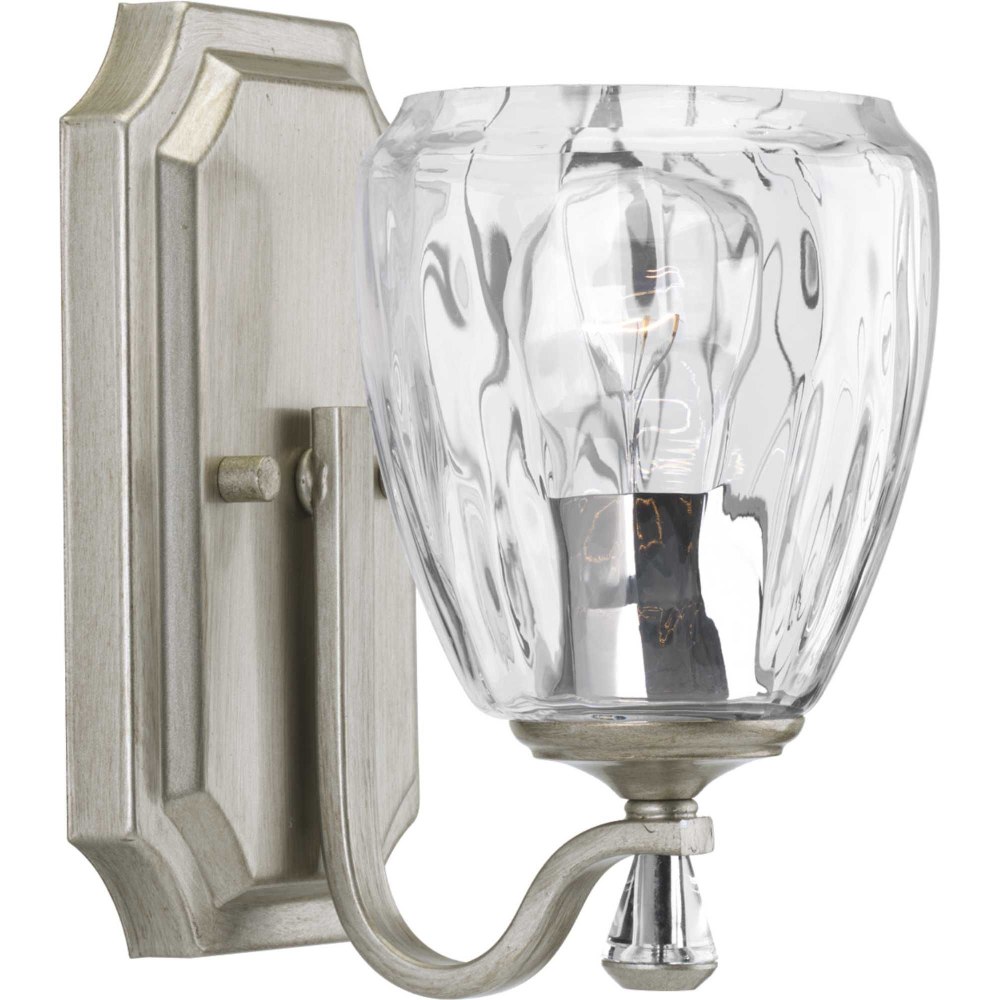 Progress Lighting-P300116-134-Anjoux - 1 Light in Luxe and New Traditional and Transitional style - 5 Inches wide by 8.63 Inches high Silver Ridge  Silver Ridge Finish with Clear Water Glass