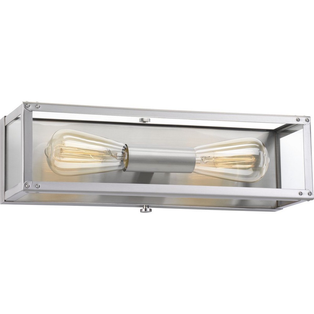 Progress Lighting-P300135-135-Union Square - 2 Light in Coastal style - 16 Inches wide by 4.5 Inches high   Stainless Steel Finish with Clear Glass