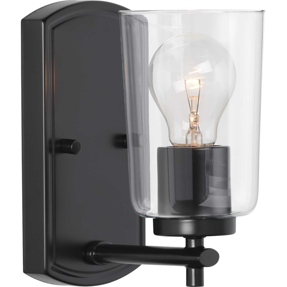 Progress Lighting-P300154-031-Adley - 1 Light - Cylinder Shade in New Traditional and Transitional and Traditional style - 4.5 Inches wide by 7.75 Inches high Black  Brushed Nickel Finish with Clear G