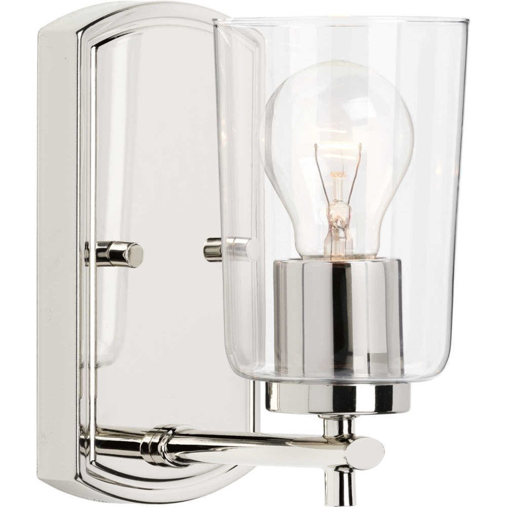 Progress Lighting-P300154-104-Adley - 1 Light - Cylinder Shade in New Traditional and Transitional and Traditional style - 4.5 Inches wide by 7.75 Inches high Polished Nickel  Brushed Nickel Finish wi