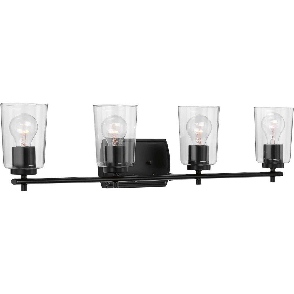 Progress Lighting-P300157-031-Adley - 4 Light - Cylinder Shade in New Traditional and Transitional and Traditional style - 32 Inches wide by 7.63 Inches high Black  Brushed Nickel Finish with Clear Gl