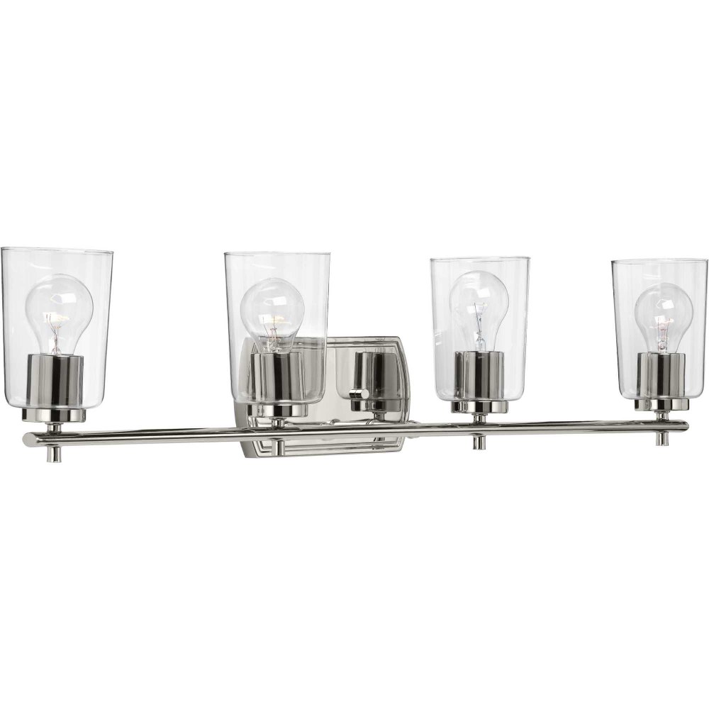 Progress Lighting-P300157-104-Adley - 4 Light - Cylinder Shade in New Traditional and Transitional and Traditional style - 32 Inches wide by 7.63 Inches high Polished Nickel  Brushed Nickel Finish wit