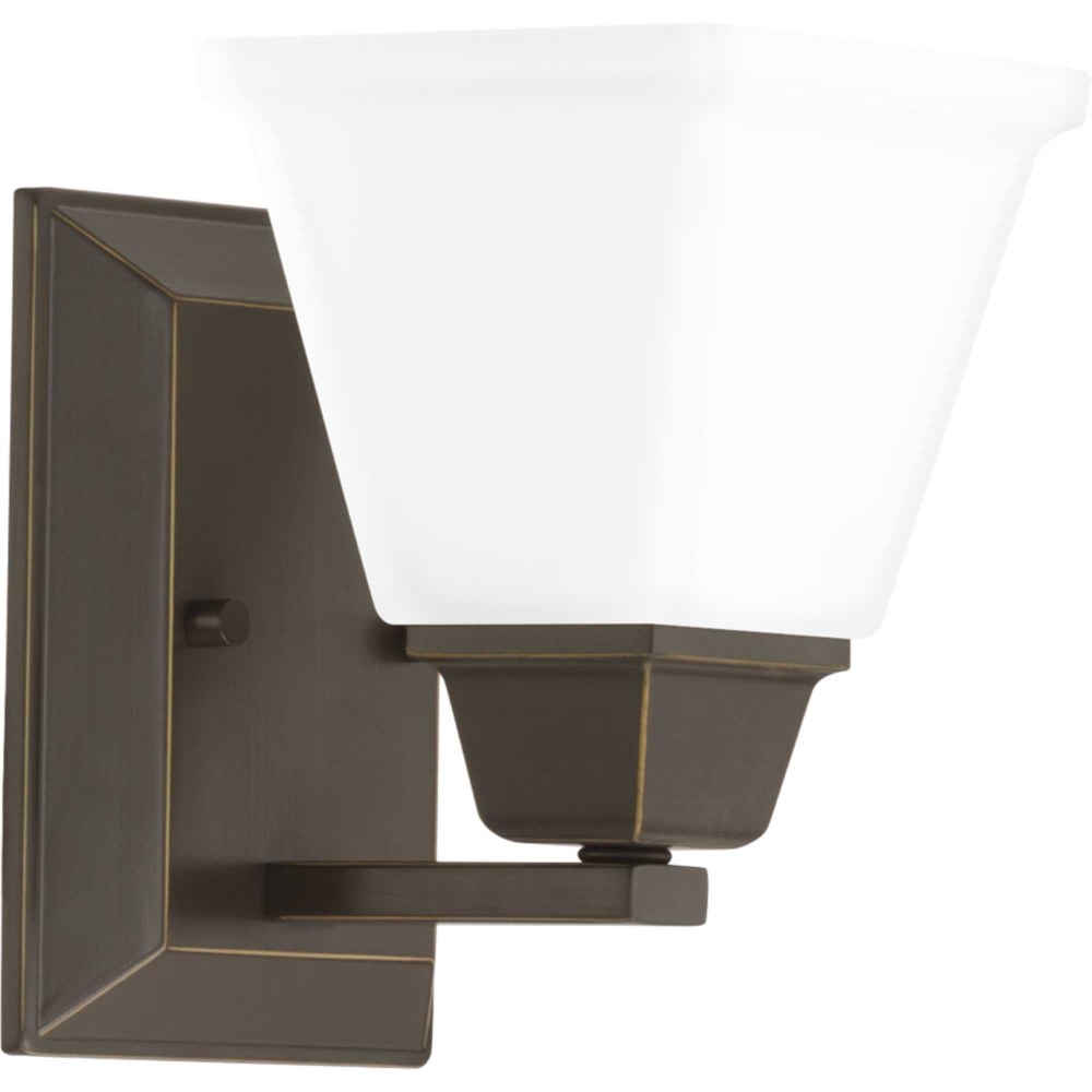 Progress Lighting-P300158-020-Clifton Heights - 1 Light in Modern Craftsman and Farmhouse style - 5.5 Inches wide by 8.38 Inches high Antique Bronze  Brushed Nickel Finish with Etched Glass