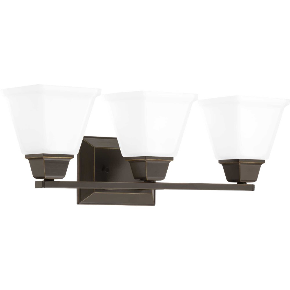 Progress Lighting-P300160-020-Clifton Heights - 3 Light in Modern Craftsman and Farmhouse style - 23 Inches wide by 8.38 Inches high Antique Bronze  Brushed Nickel Finish with Etched Glass