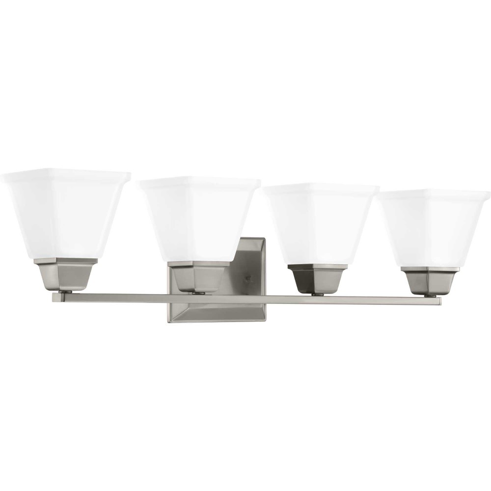 Progress Lighting-P300161-009-Clifton Heights - 4 Light in Modern Craftsman and Farmhouse style - 31.88 Inches wide by 8.38 Inches high Brushed Nickel  Brushed Nickel Finish with Etched Glass