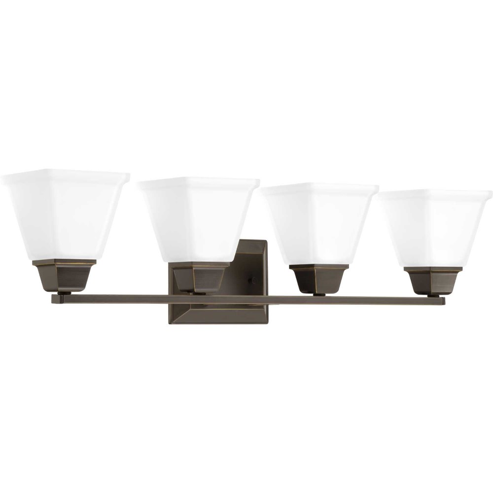 Progress Lighting-P300161-020-Clifton Heights - 4 Light in Modern Craftsman and Farmhouse style - 31.88 Inches wide by 8.38 Inches high Antique Bronze  Brushed Nickel Finish with Etched Glass