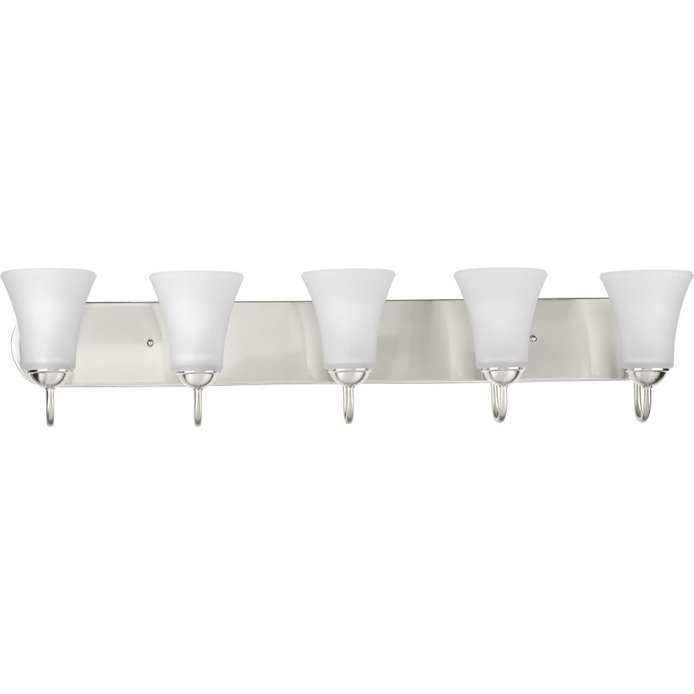 Progress Lighting-P300237-009-Classic - 5 Light - Bell Shade in Transitional and Traditional style - 36 Inches wide by 7.88 Inches high Brushed Nickel  Brushed Nickel Finish with Etched Glass