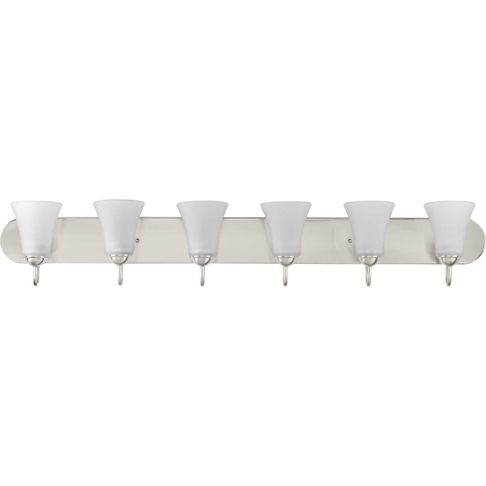 Progress Lighting-P300238-009-Classic - 6 Light - Bell Shade in Transitional and Traditional style - 48 Inches wide by 7.88 Inches high Brushed Nickel  Brushed Nickel Finish with Etched Glass