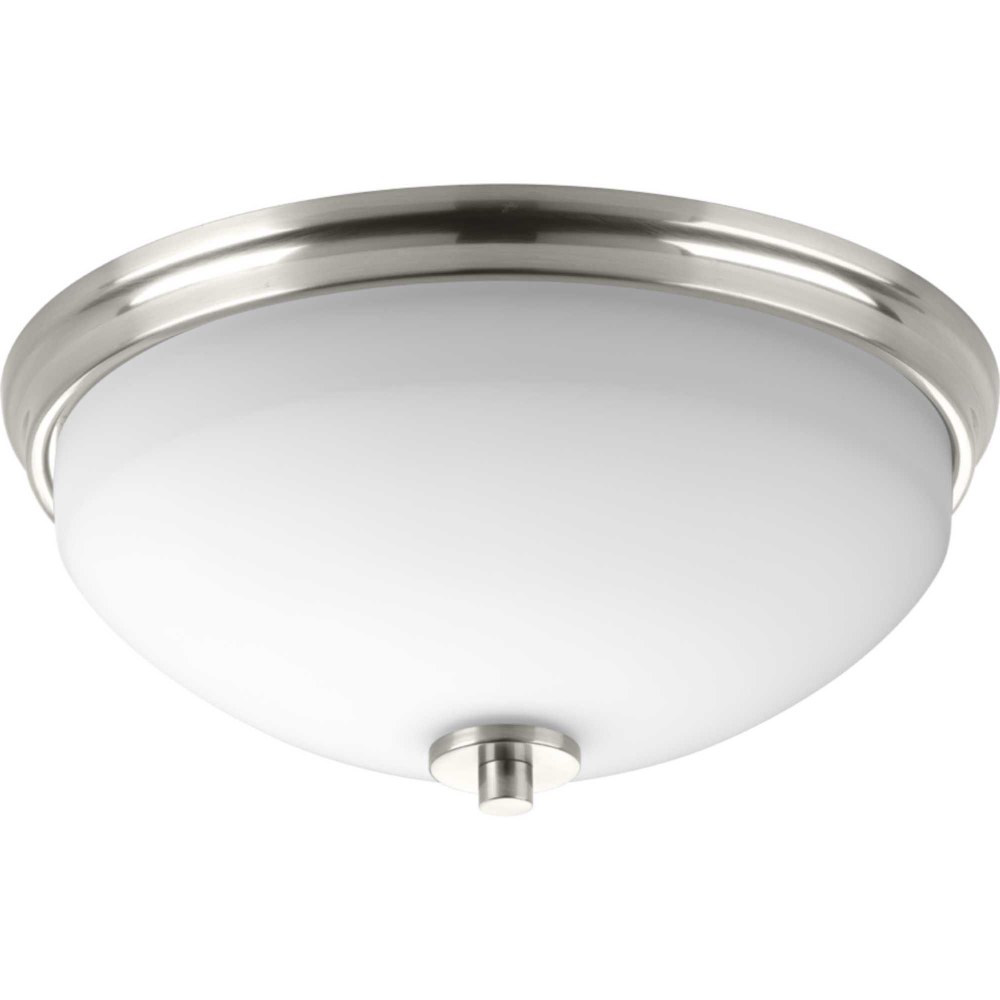 Progress Lighting-P3423-09-Replay - 5.75 Inch Height - Close-to-Ceiling Light - 2 Light - Bowl Shade - Line Voltage - Damp Rated Brushed Nickel  Black Finish with Etched Painted White Glass