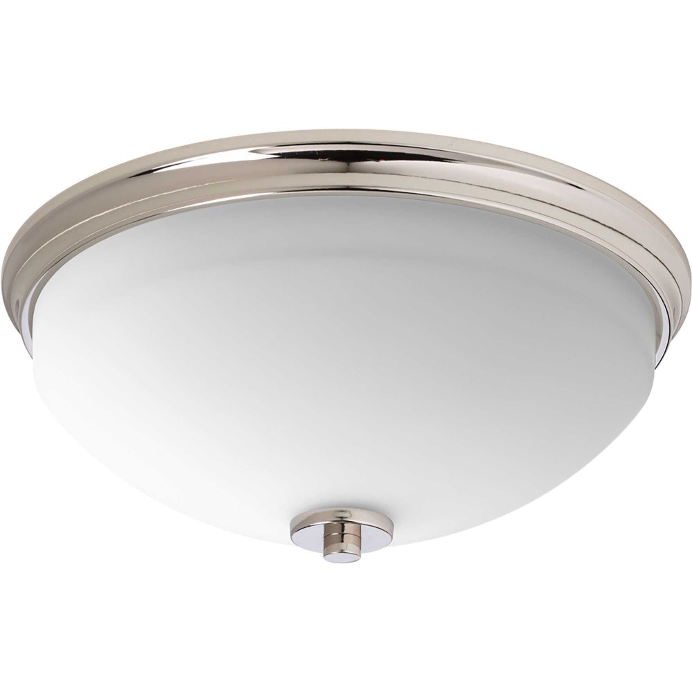 Progress Lighting-P3423-104-Replay - 5.75 Inch Height - Close-to-Ceiling Light - 2 Light - Bowl Shade - Line Voltage - Damp Rated Polished Nickel  Black Finish with Etched Painted White Glass