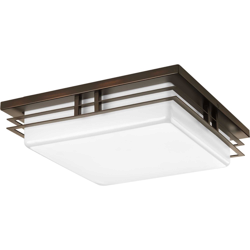 Progress Lighting-P3448-2030K9-Helm LED - Close-to-Ceiling Light - 2 Light in Modern Craftsman and Modern style - 14 Inches wide by 3.75 Inches high Antique Bronze  Antique Bronze Finish with White Gl