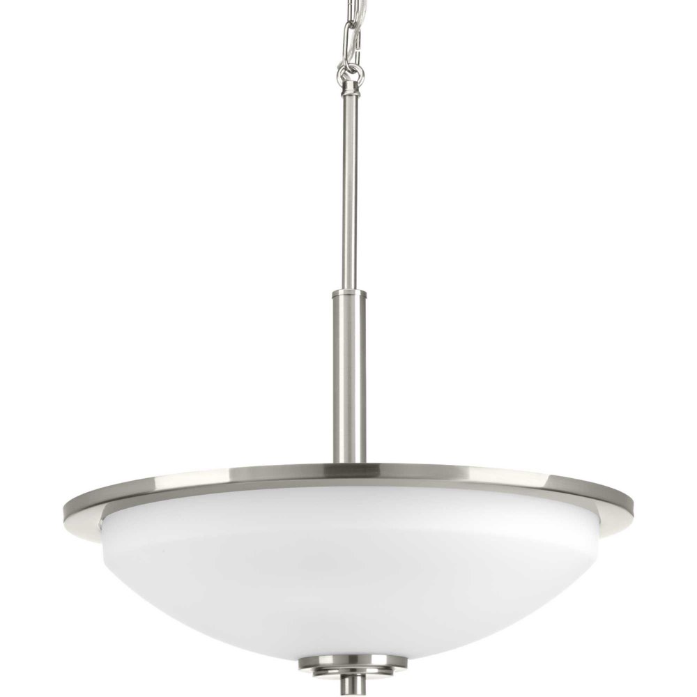 Progress Lighting-P3450-09-Replay - Pendants Light - 3 Light - Bowl Shade in Modern style - 16.63 Inches wide by 19 Inches high Brushed Nickel  Black Finish with Etched Painted White Glass