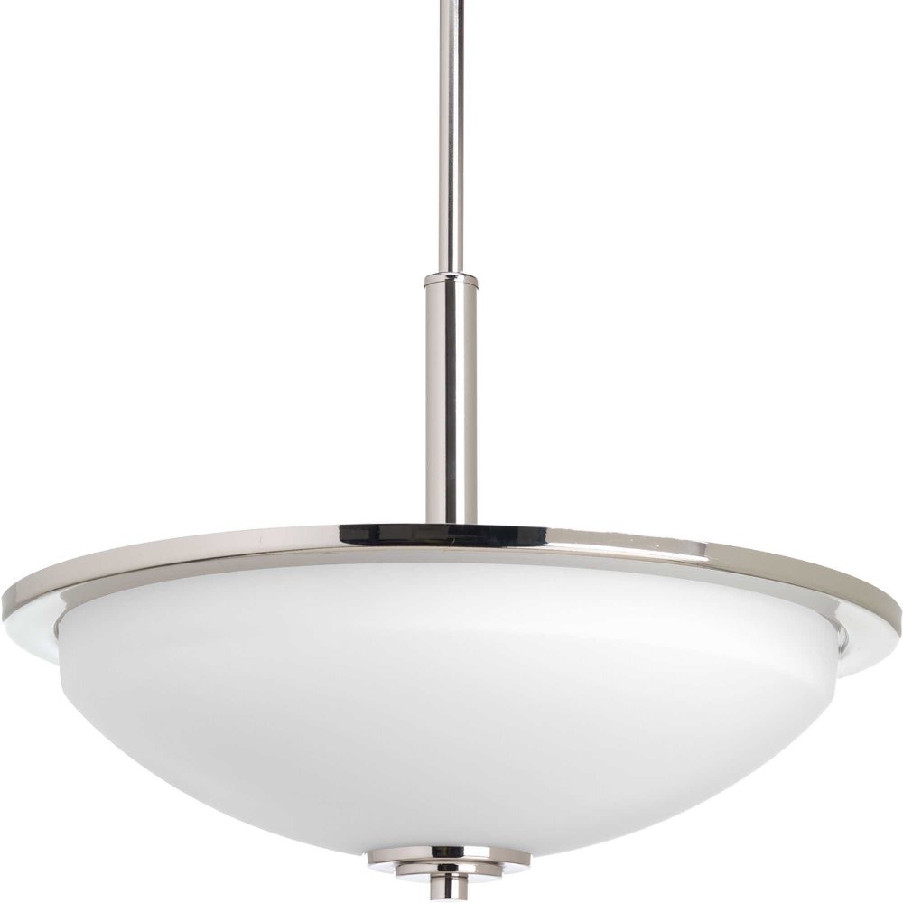 Progress Lighting-P3450-104-Replay - Pendants Light - 3 Light - Bowl Shade in Modern style - 16.63 Inches wide by 19 Inches high Polished Nickel  Black Finish with Etched Painted White Glass