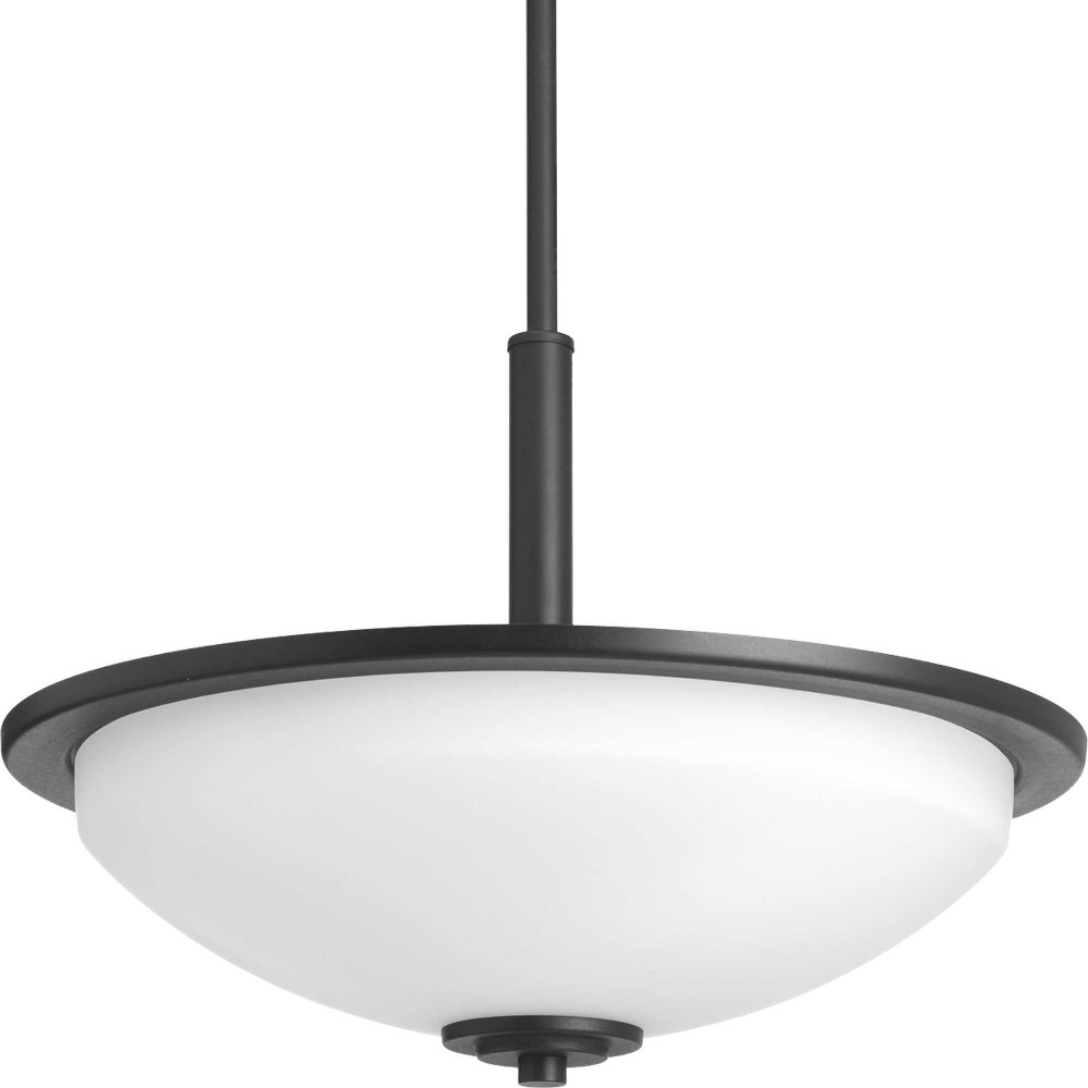 Progress Lighting-P3450-31-Replay - Pendants Light - 3 Light - Bowl Shade in Modern style - 16.63 Inches wide by 19 Inches high Black  Black Finish with Etched Painted White Glass