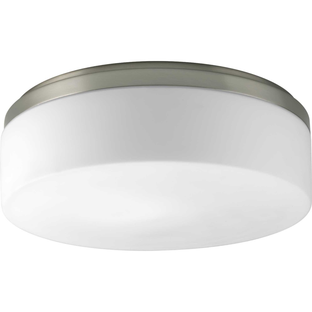 Progress Lighting-P350077-009-30-Maier LED - Close-to-Ceiling Light - 1 Light - 14 Inches wide by 4.75 Inches high Brushed Nickel  White Finish with White Acrylic Glass