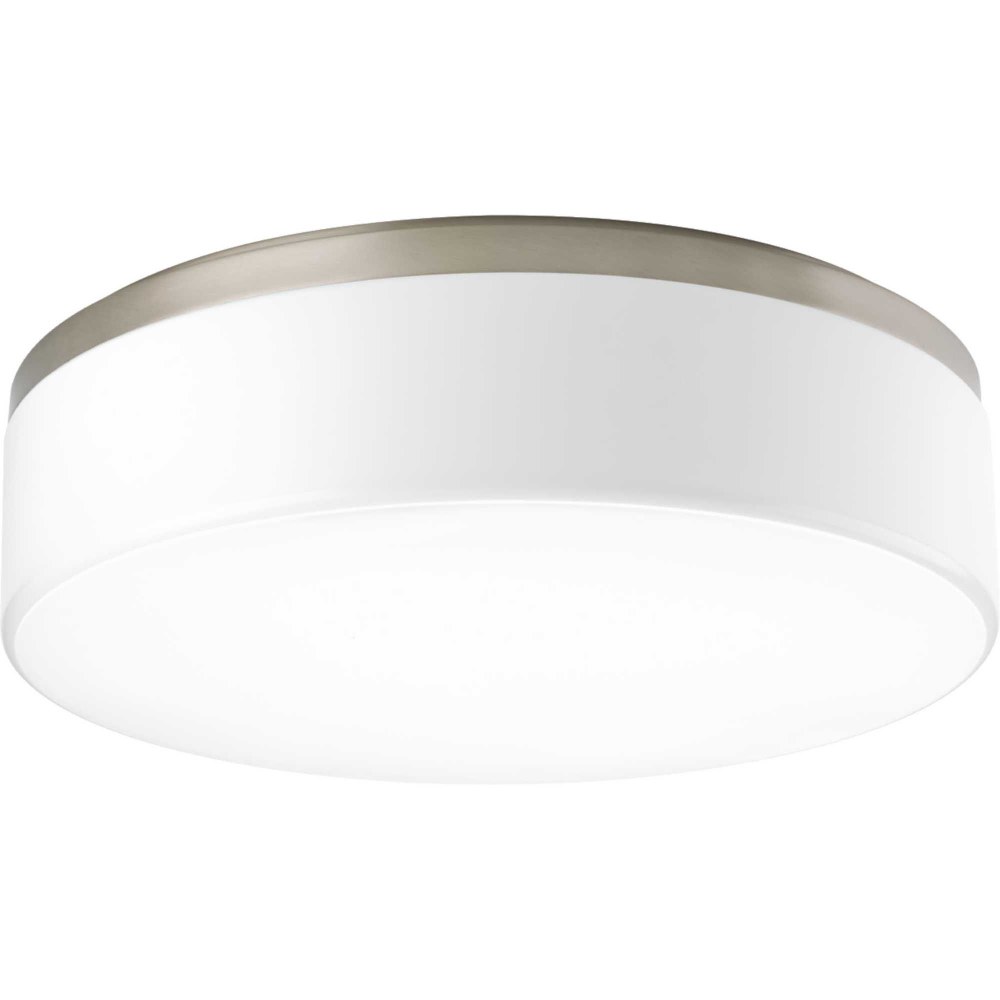 Progress Lighting-P350078-009-30-Maier LED - Close-to-Ceiling Light - 1 Light - 18 Inches wide by 5.25 Inches high Brushed Nickel  White Finish with White Acrylic Glass