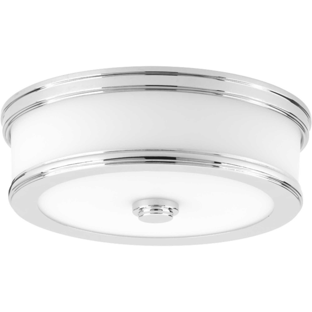 Progress Lighting-P350085-015-30-Bezel LED - Close-to-Ceiling Light - 1 Light in Modern style - 10.5 Inches wide by 3.5 Inches high Polished Chrome  Antique Bronze Finish with Etched white Glass