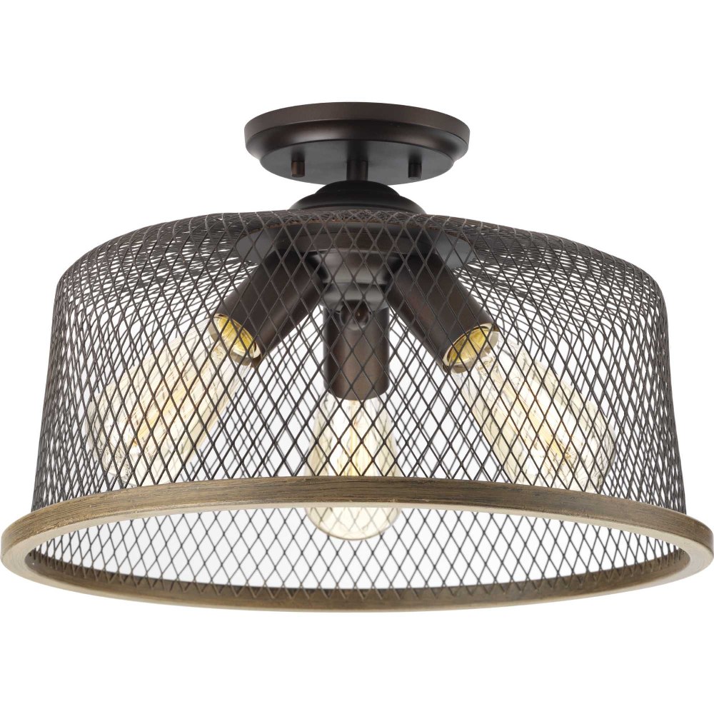 Progress Lighting-P350091-020-Tilley - Close-to-Ceiling Light - 3 Light in Coastal style - 16 Inches wide by 10.25 Inches high Antique Bronze  Antique Bronze Finish