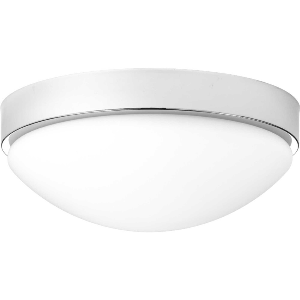 Progress Lighting-P350105-015-30-Elevate - Close-to-Ceiling Light - 1 Light - Bowl Shade in Mid-Century Modern style - 13 Inches wide by 5.25 Inches high Polished Chrome  Brushed Bronze Finish with Wh