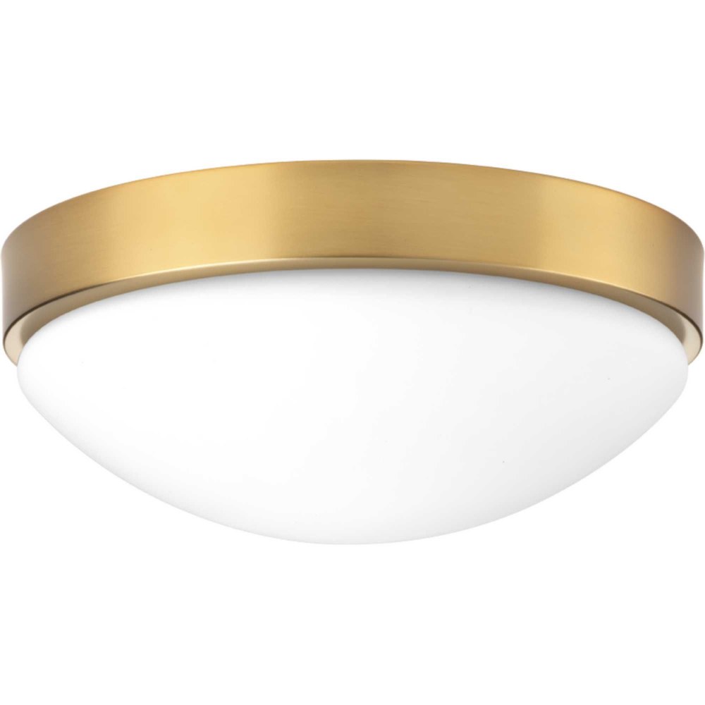 Progress Lighting-P350105-109-30-Elevate - Close-to-Ceiling Light - 1 Light - Bowl Shade in Mid-Century Modern style - 13 Inches wide by 5.25 Inches high Brushed Bronze  Brushed Bronze Finish with Whi