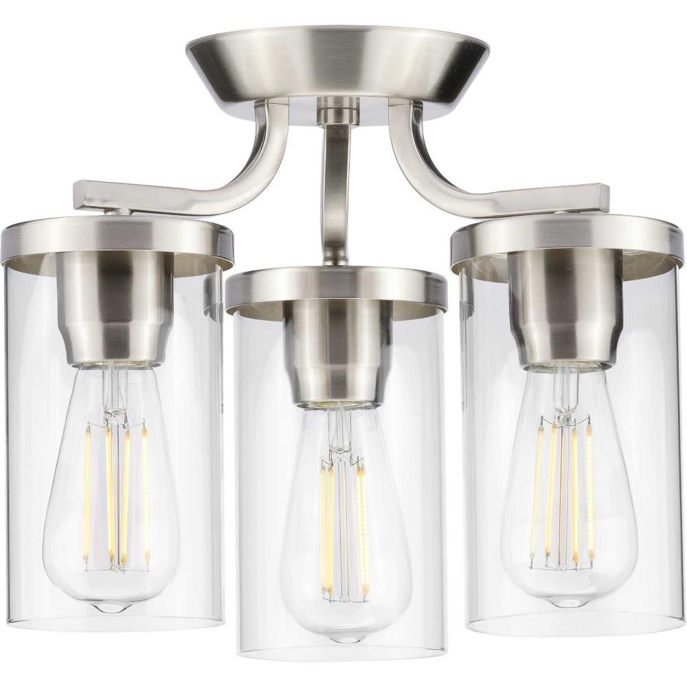 Progress Lighting P350149 Lassiter 10 5 Inch Height Close To Ceiling Light 3 Light Cylinder Shade Line Voltage