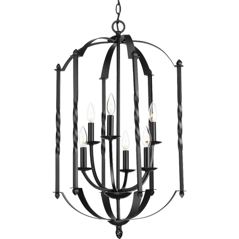 Progress Lighting-P3577-31-Greyson - 6 Light in Farmhouse style - 18.13 Inches wide by 31.25 Inches high   Black Finish