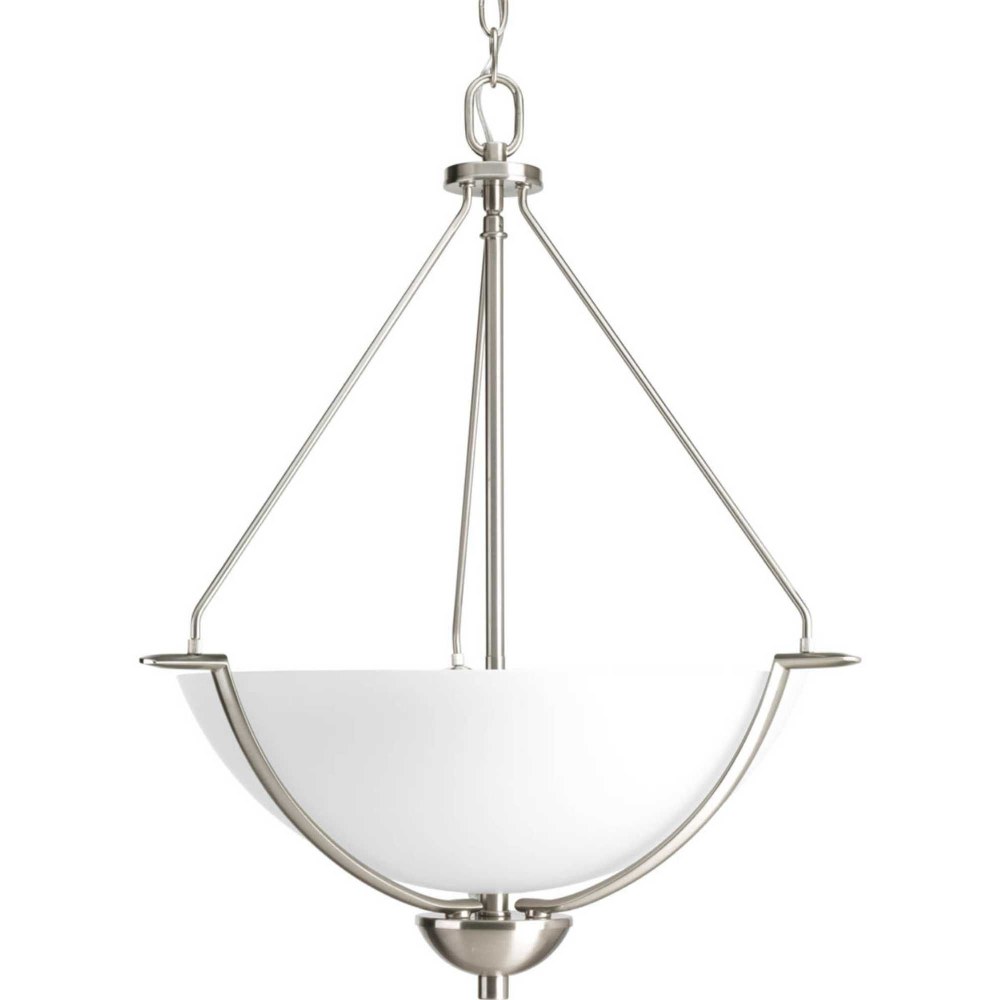 Progress Lighting-P3912-09-Bravo - 3 Light - Bowl Shade in Modern style - 21 Inches wide by 23.5 Inches high Brushed Nickel  Brushed Nickel Finish with White Etched Glass