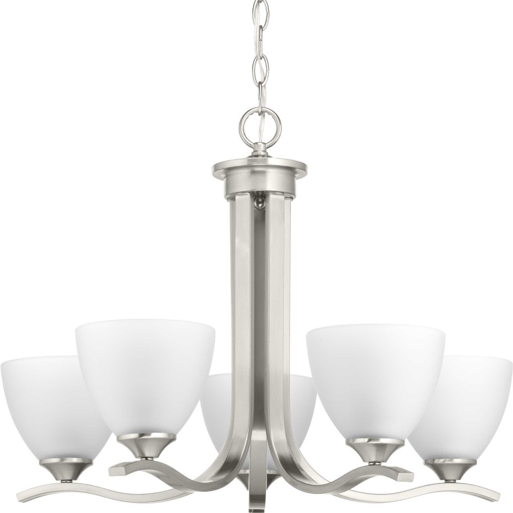 Progress Lighting-P400063-009-Laird - Chandeliers Light - 5 Light in Transitional and Traditional style - 23.75 Inches wide by 17.5 Inches high Brushed Nickel  Antique Bronze Finish with Etched Glass