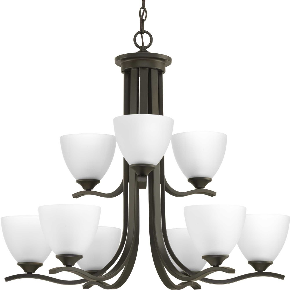 Progress Lighting-P400064-020-Laird - Chandeliers Light - 9 Light in Transitional and Traditional style - 27.75 Inches wide by 25.5 Inches high Antique Bronze  Antique Bronze Finish with Etched Glass