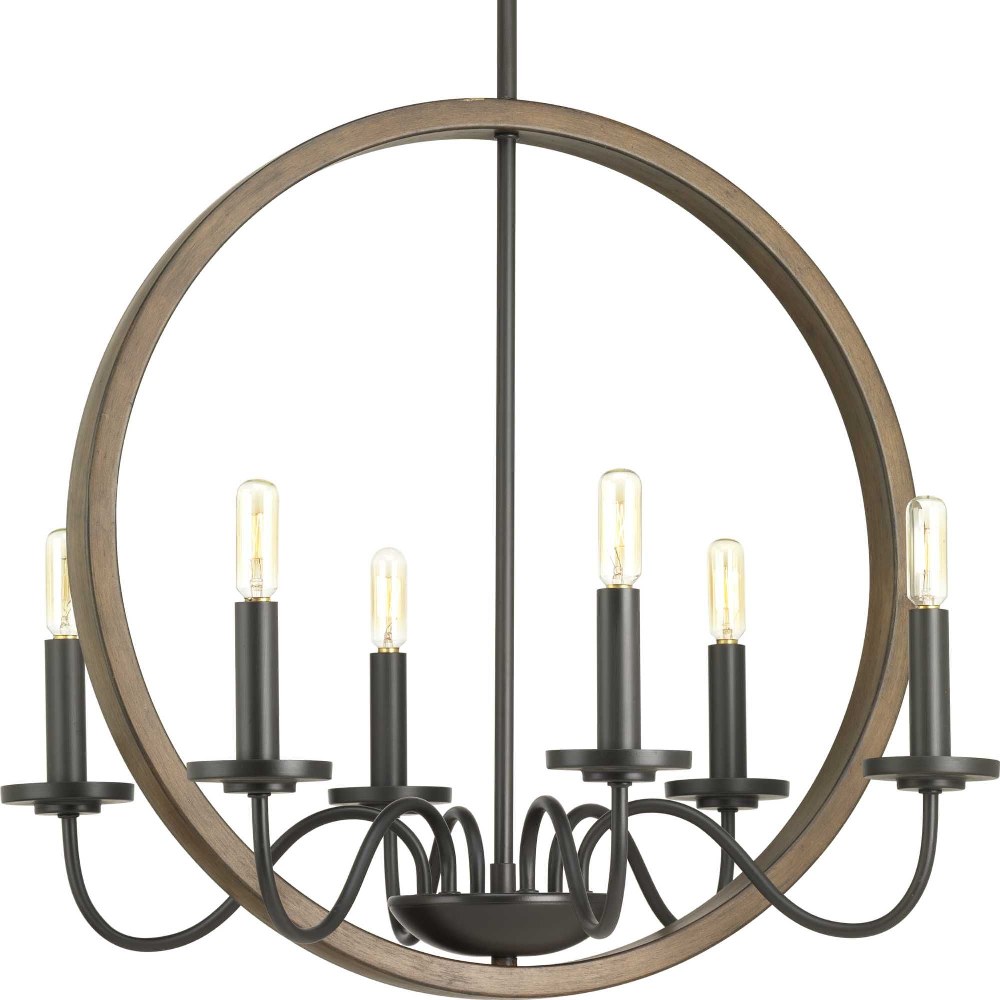 Progress Lighting-P400081-020-Fontayne - Chandeliers Light - 6 Light in Farmhouse style - 22 Inches wide by 24.75 Inches high Antique Bronze  Antique Bronze Finish