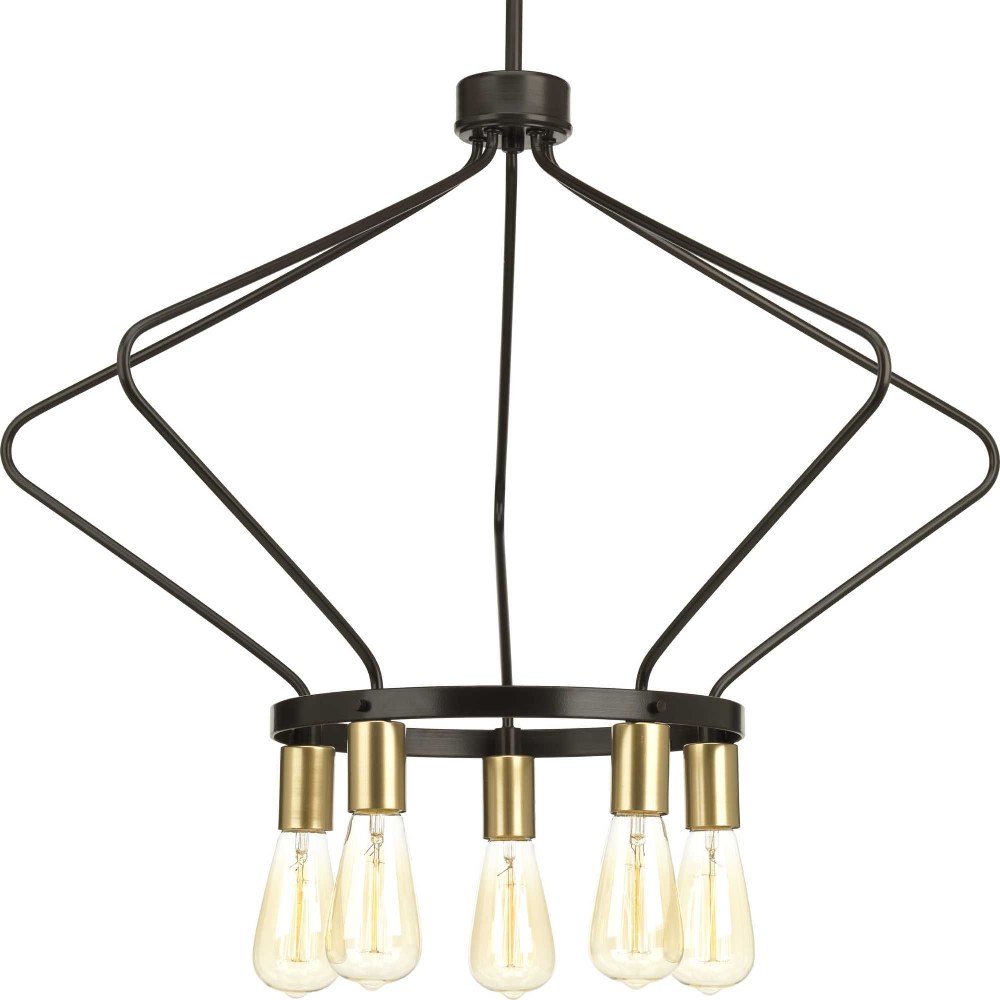 Progress Lighting-P400105-020-Hangar - Chandeliers Light - 5 Light in Farmhouse style - 30 Inches wide by 19.75 Inches high Antique Bronze  Antique Bronze Finish