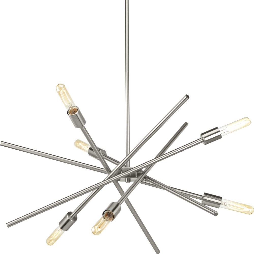 Progress Lighting-P400108-009-Astra - 6 Light Chandelier In Modern Style-10.5 Inches Tall and 22.57 Inches Wide Brushed Nickel  Antique Bronze Finish