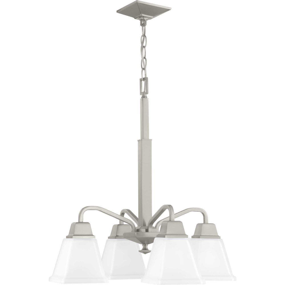 Progress Lighting-P400118-009-Clifton Heights - Chandeliers Light - 4 Light in Modern Craftsman and Farmhouse style - 21 Inches wide by 23.5 Inches high Brushed Nickel  Brushed Nickel Finish with Etch