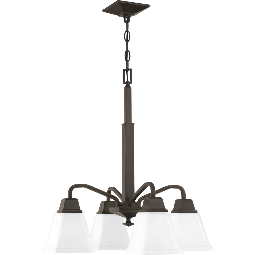 Progress Lighting-P400118-020-Clifton Heights - Chandeliers Light - 4 Light in Modern Craftsman and Farmhouse style - 21 Inches wide by 23.5 Inches high Antique Bronze  Brushed Nickel Finish with Etch