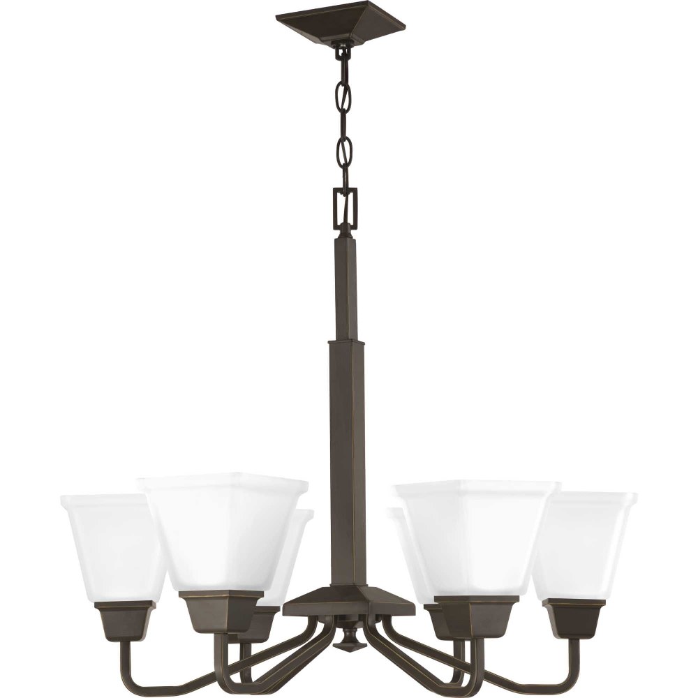 Progress Lighting-P400119-020-Clifton Heights - Chandeliers Light - 6 Light in Modern Craftsman and Farmhouse style - 26 Inches wide by 23.5 Inches high Antique Bronze  Brushed Nickel Finish with Etch