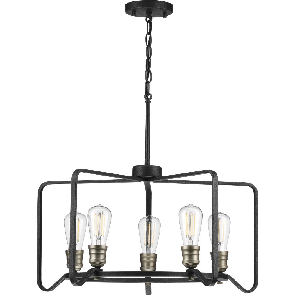 Progress Lighting-P400153-071-Foster - Chandeliers Light - 5 Light in Farmhouse style - 25 Inches wide by 14 Inches high   Gilded Iron Finish