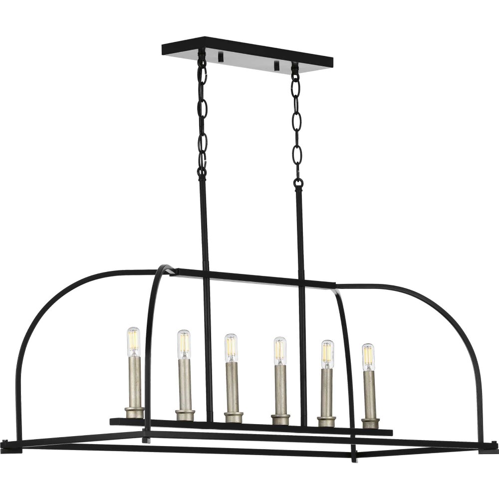 Progress Lighting-P400175-031-Seneca - Island/Linear Light - 6 Light in Farmhouse style - 15.38 Inches wide by 14.13 Inches high Black  Black Finish