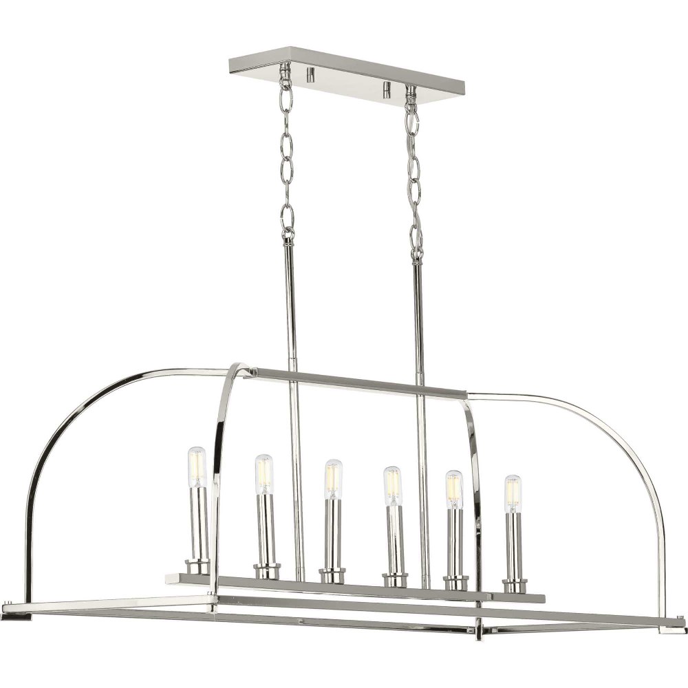 Progress Lighting-P400175-104-Seneca - Island/Linear Light - 6 Light in Farmhouse style - 15.38 Inches wide by 14.13 Inches high Polished Nickel  Black Finish