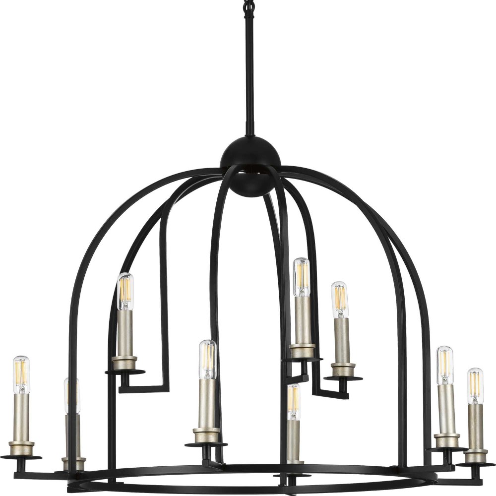 Progress Lighting-P400187-031-Seneca - Chandeliers Light - 9 Light in Farmhouse style - 30 Inches wide by 20.88 Inches high Black  Black Finish