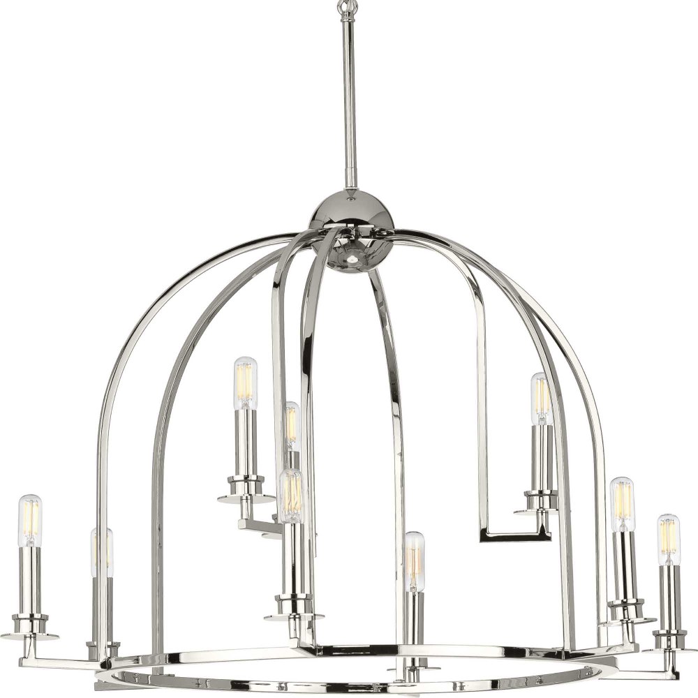 Progress Lighting-P400187-104-Seneca - Chandeliers Light - 9 Light in Farmhouse style - 30 Inches wide by 20.88 Inches high Polished Nickel  Black Finish