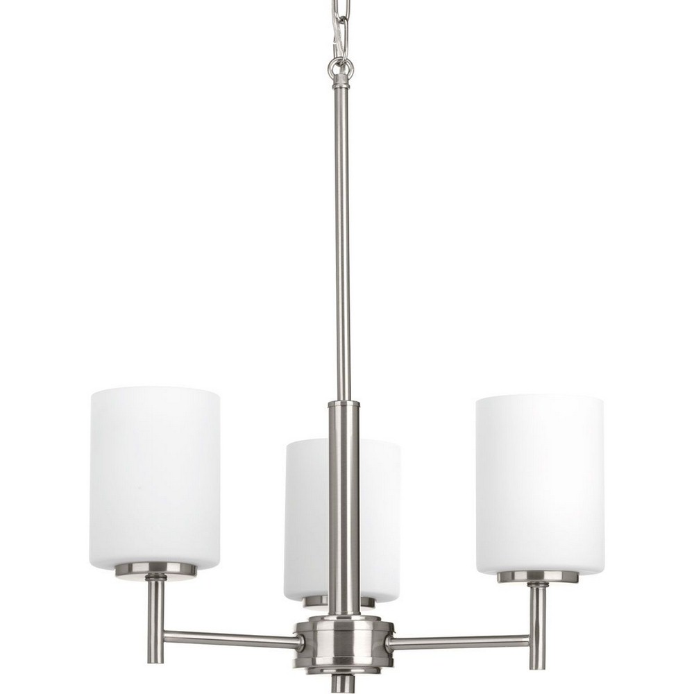 Progress Lighting-P4318-09-Replay - Chandeliers Light - 3 Light in Modern style - 17 Inches wide by 20.13 Inches high Brushed Nickel  Black Finish with Etched Painted White Glass